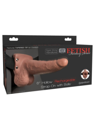 6" Hollow Rechargeable Strap-on with Balls